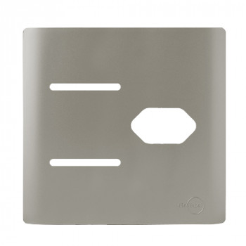 Placa p/ 2 Interruptores + Tomada 4x4 - Novara Aço